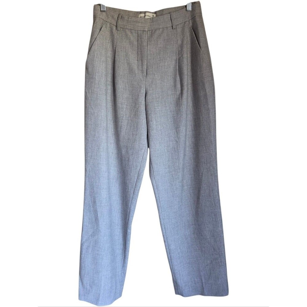 ​abercrombie & fitch curve love high rise pleated ankle trousers grey size 6